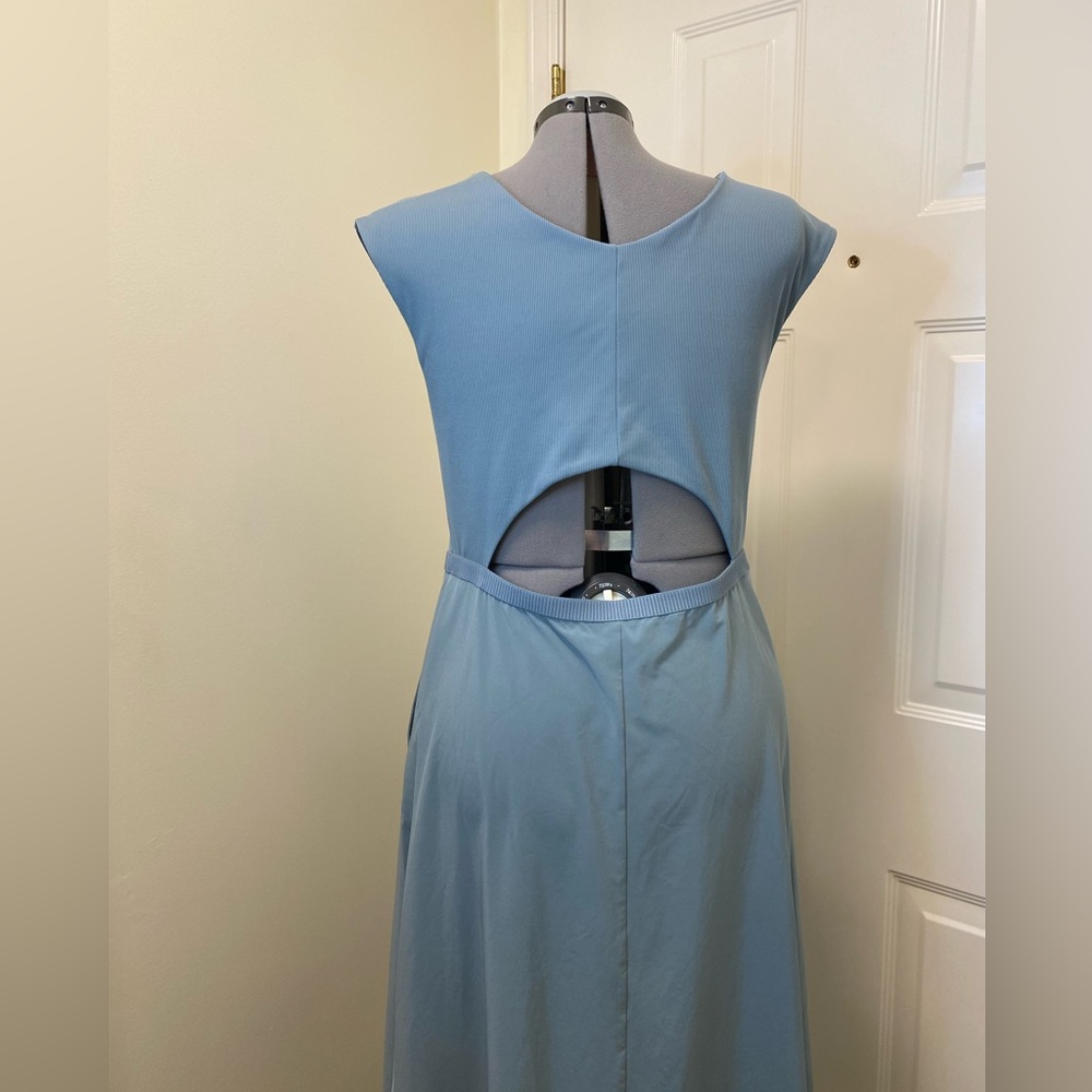 Sleeveless V-Neck Midi Dress in Sage Green - Picture 8 of 10